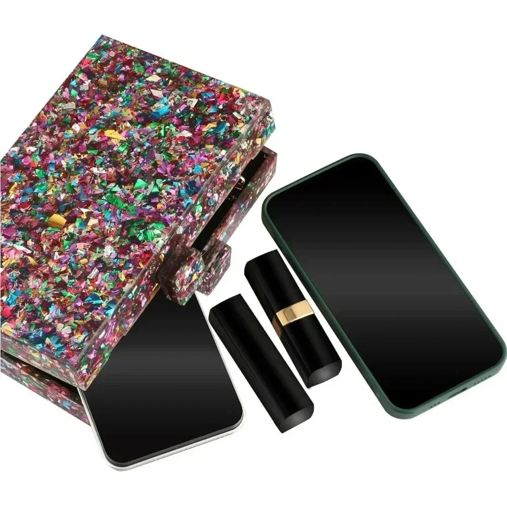 Clutch Hard Shell Bag with chain